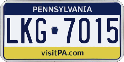 PA license plate LKG7015