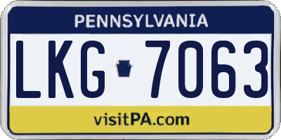 PA license plate LKG7063