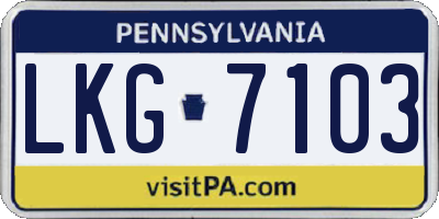 PA license plate LKG7103
