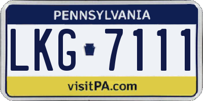 PA license plate LKG7111