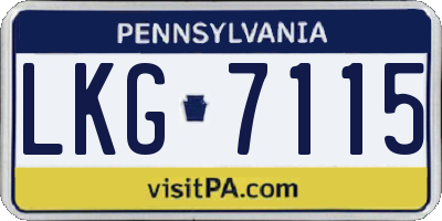 PA license plate LKG7115