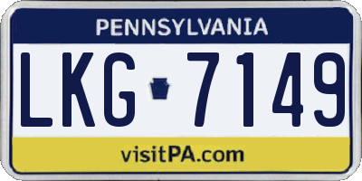 PA license plate LKG7149