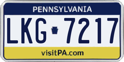 PA license plate LKG7217