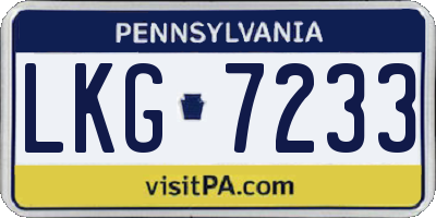 PA license plate LKG7233
