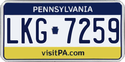 PA license plate LKG7259