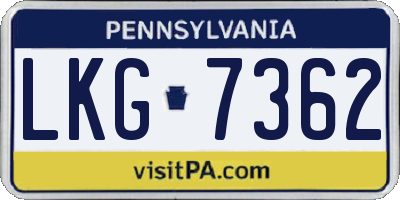 PA license plate LKG7362