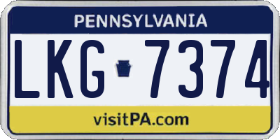 PA license plate LKG7374