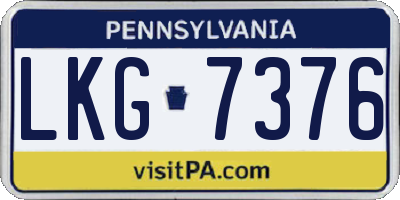 PA license plate LKG7376