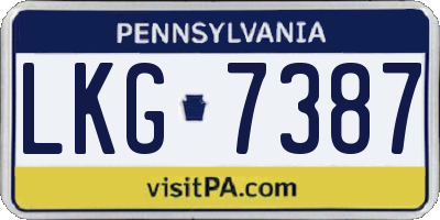 PA license plate LKG7387