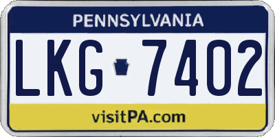 PA license plate LKG7402