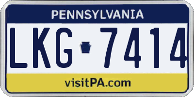 PA license plate LKG7414