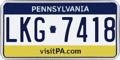 PA license plate LKG7418