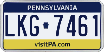 PA license plate LKG7461