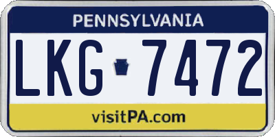 PA license plate LKG7472