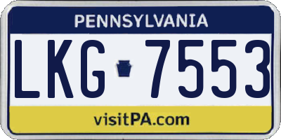 PA license plate LKG7553