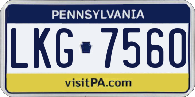 PA license plate LKG7560