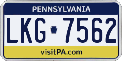PA license plate LKG7562