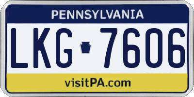 PA license plate LKG7606
