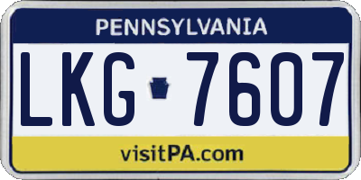 PA license plate LKG7607
