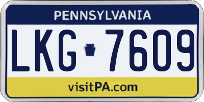 PA license plate LKG7609