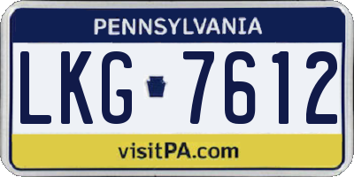 PA license plate LKG7612