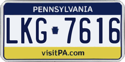 PA license plate LKG7616