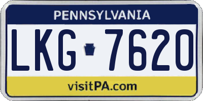 PA license plate LKG7620