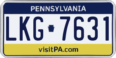 PA license plate LKG7631