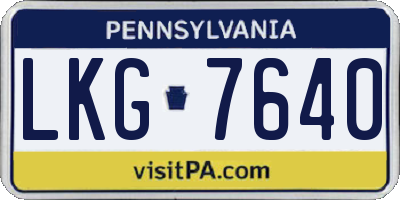 PA license plate LKG7640