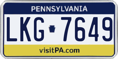 PA license plate LKG7649