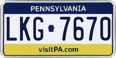 PA license plate LKG7670