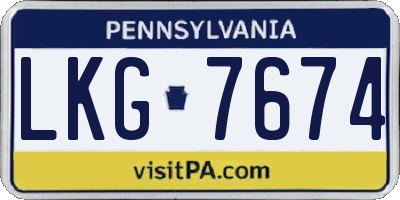 PA license plate LKG7674