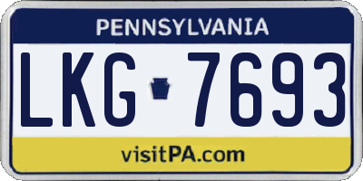 PA license plate LKG7693