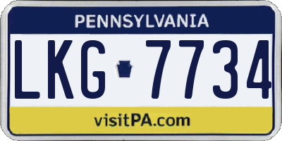 PA license plate LKG7734