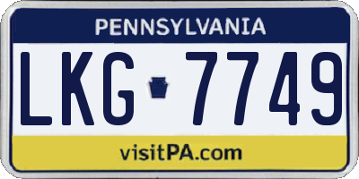 PA license plate LKG7749