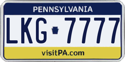 PA license plate LKG7777