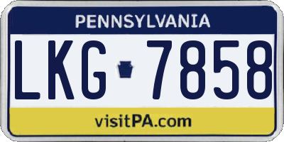 PA license plate LKG7858