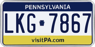 PA license plate LKG7867