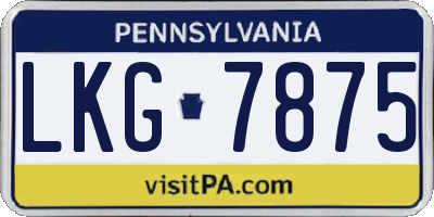 PA license plate LKG7875
