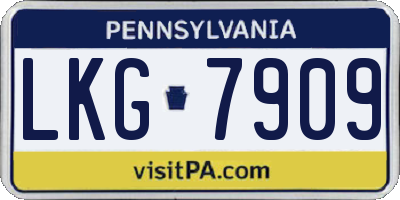 PA license plate LKG7909