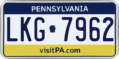 PA license plate LKG7962