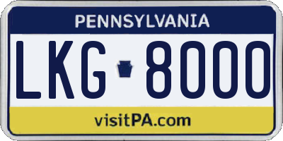 PA license plate LKG8000