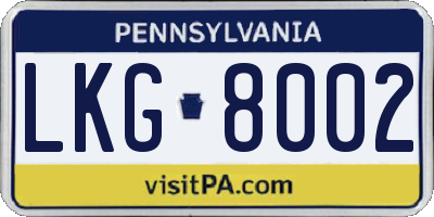 PA license plate LKG8002