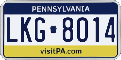 PA license plate LKG8014
