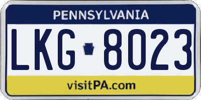 PA license plate LKG8023