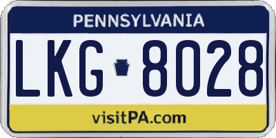 PA license plate LKG8028