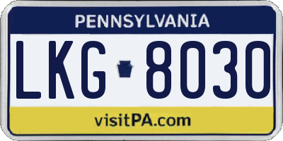 PA license plate LKG8030