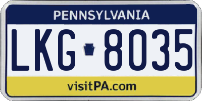 PA license plate LKG8035