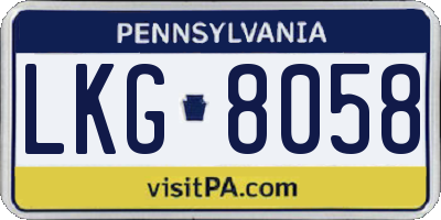 PA license plate LKG8058