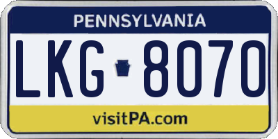 PA license plate LKG8070